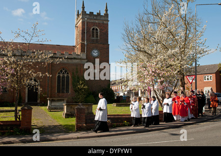 Palm Sunday procession, St. Martin`s Church, Fenny Stratford, Buckinghamshire, England, UK Stock Photo